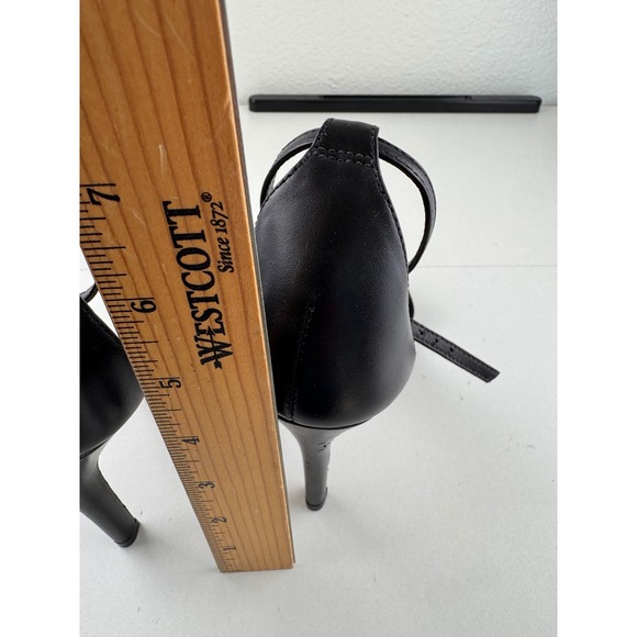 SCHUTZ Cadey Lee Black Leather Ankle Strap Stiletto High Heels Womens Size 6.5B - Picture 3 of 9